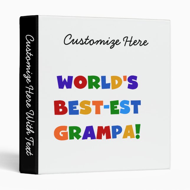 Bright Colours World's Best-est Grampa Gifts Binder (Front/Spine)