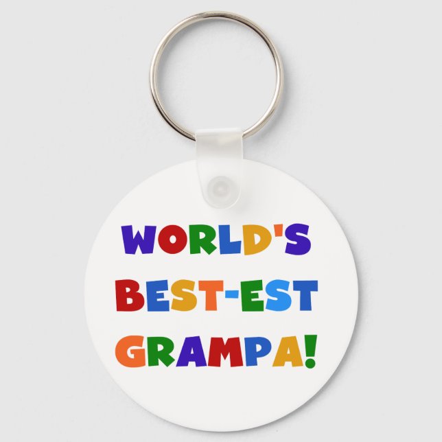 Bright Colours World's Best-est Grampa Gifts Keychain (Front)