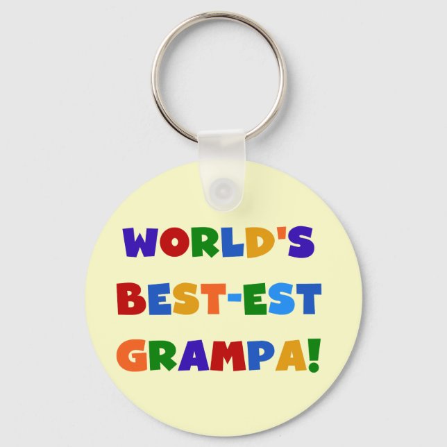 Bright Colours World's Best-est Grampa Gifts Keychain (Front)