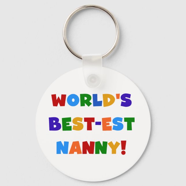 Bright Colours World's Best-est Nanny Gifts Keychain (Front)