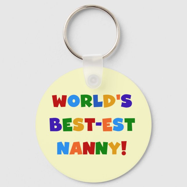 Bright Colours World's Best-est Nanny Gifts Keychain (Front)