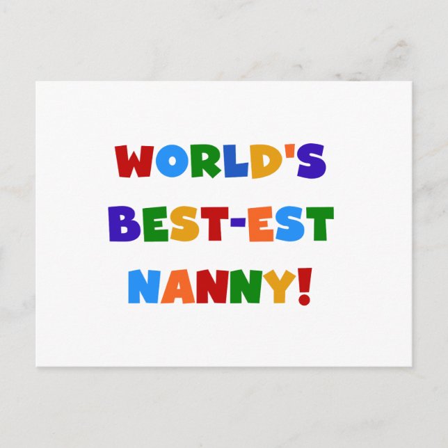 Bright Colours World's Best-est Nanny Gifts Postcard (Front)