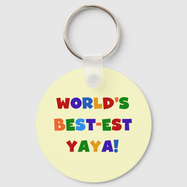 Bright Colours World's Best-est Yaya Gifts Keychain (Front)
