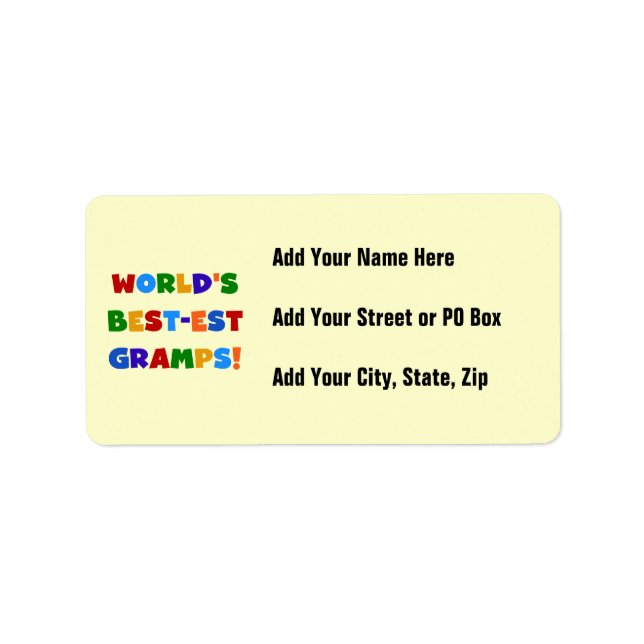 Bright Colours World's Best Gramps Gifts Label (Front)