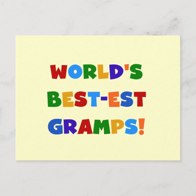 Bright Colours World's Best Gramps Gifts Postcard (Front)