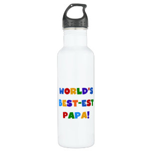 Bright Colours World's Best Papa Tshirts and 710 Ml Water Bottle