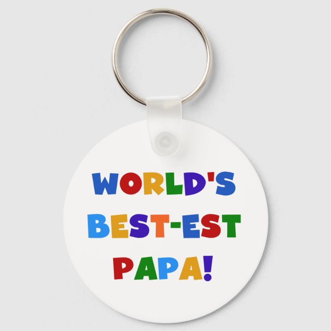 Bright Colours World's Best Papa Tshirts and Gifts Keychain (Front)