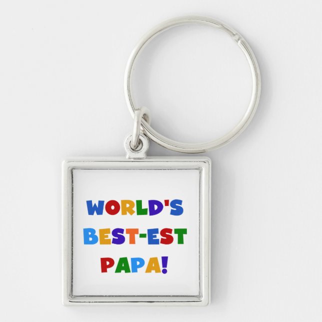 Bright Colours World's Best Papa Tshirts and Gifts Keychain (Front)