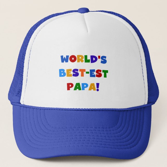 Bright Colours World's Best Papa Tshirts and Gifts Trucker Hat (Front)