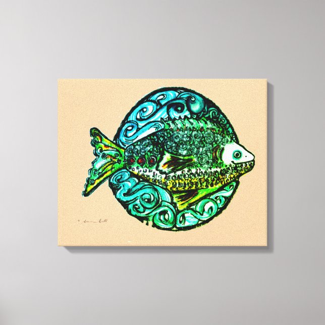 Bright contemporary Friendly Fish fine art print (Front)