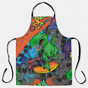 Bright cool seamless pattern with dinosaur on a sk apron