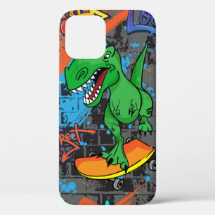 Bright cool seamless pattern with dinosaur on a sk iPhone 12 case