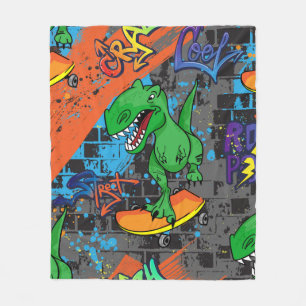 Bright cool seamless pattern with dinosaur on a sk fleece blanket