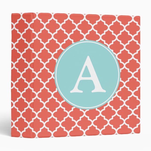 Bright Coral Monogram Binder (Front/Spine)