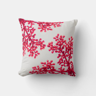 Bright Coral Pink Flower Buds Throw Pillow