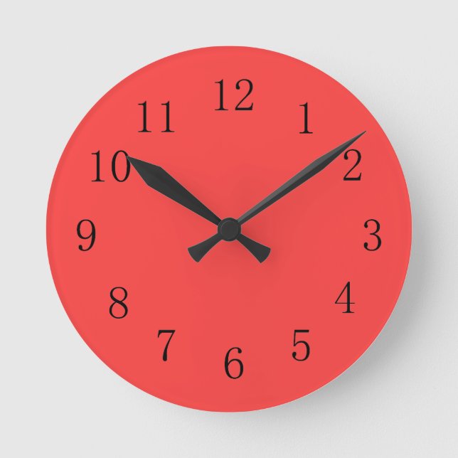 Bright Coral Red Kitchen Wall Clock (Front)