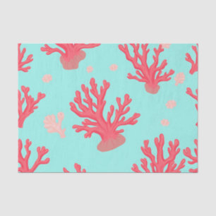 Bright Coral Teal Ocean Simple Nautical Summer Tissue Paper