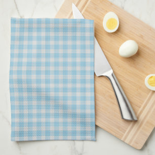 Bright Cornflower Blue Gingham Check Kitchen Towel