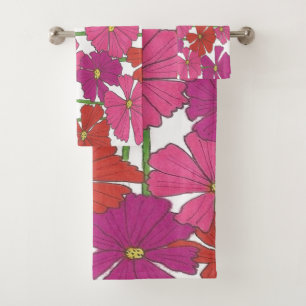 Bright Cosmos Floral Print  Bath Towel Set