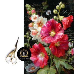Bright Cottage Hollyhock Decoupage Tissue Paper