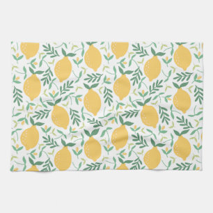 Bright Country Farm Yellow Lemon Pattern Kitchen Towel