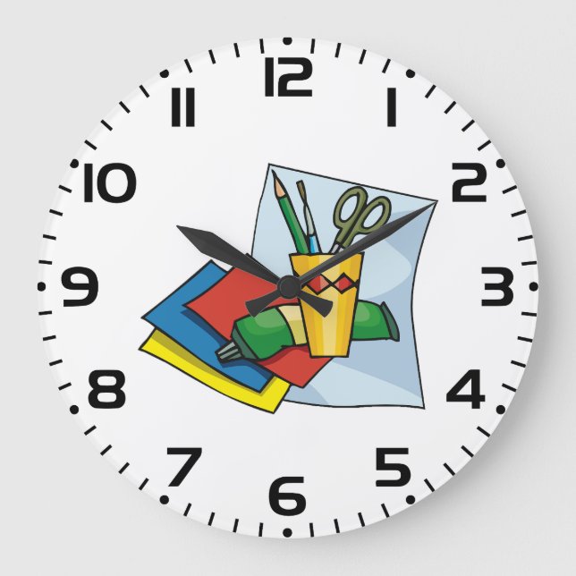 Bright Craft Supplies Colorful Art Tools Large Clock (Front)