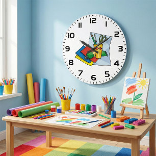 Bright Craft Supplies Colorful Art Tools Large Clock