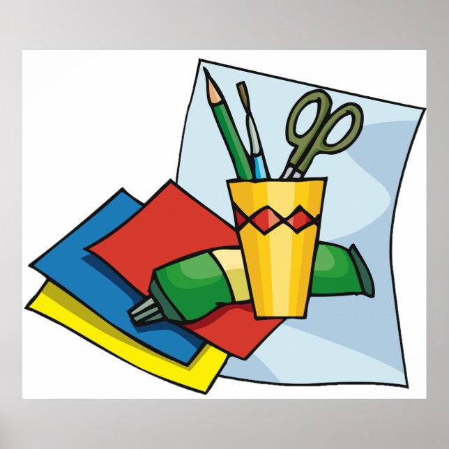 Bright Craft Supplies Colorful Art Tools Poster (Front)