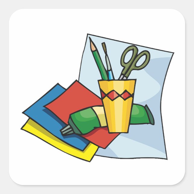 Bright Craft Supplies Colorful Art Tools Square Sticker (Front)