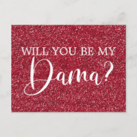 Bright Cranberry Glitter Quinceanera Dama Proposal