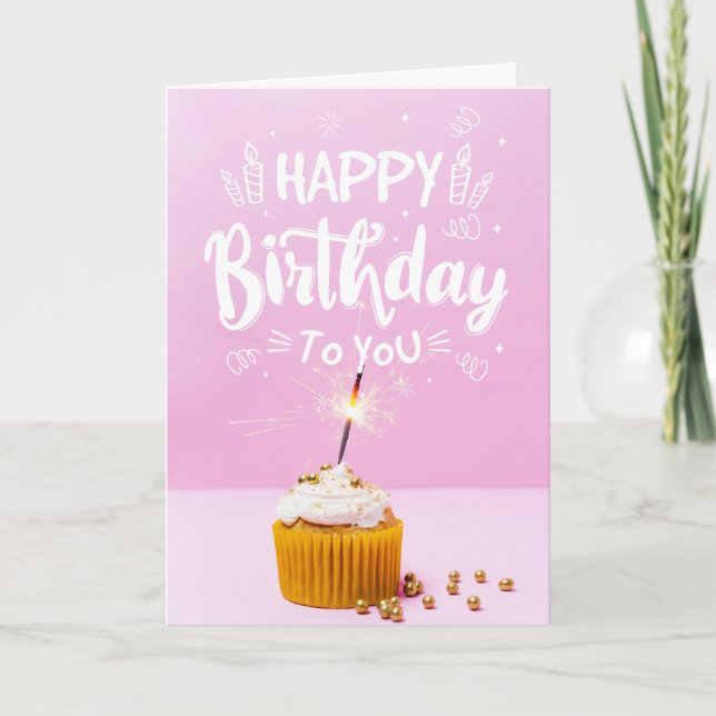Bright Cupcake Happy Birthday Greeting Card (Front)