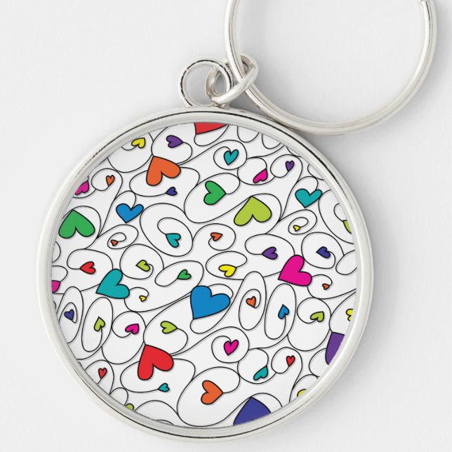 Bright curly hearts keychain (Front)