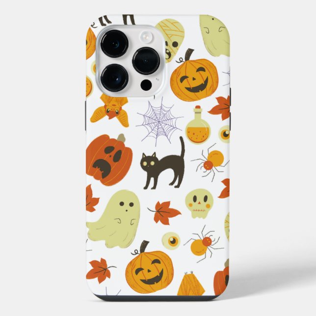 Bright Cute Autumn Orange Halloween Pattern iPhone Case (Back)