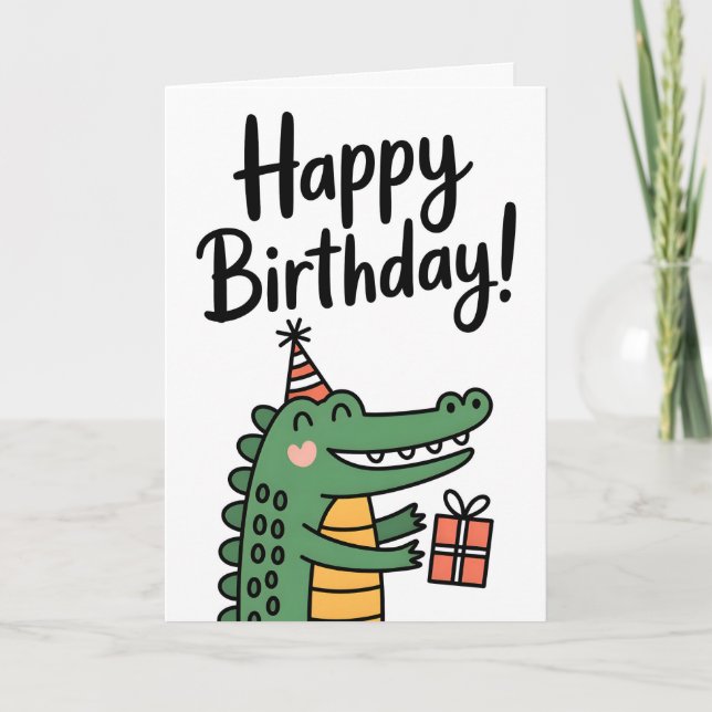 Bright & Cute Flamingo Birthday Card (Front)