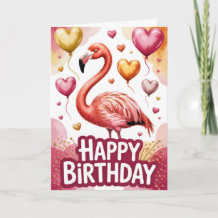 Bright & Cute Flamingo Birthday Card