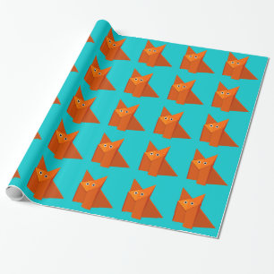 Bright Cute Origami Fox Pattern Wrapping Paper