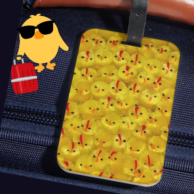 BRIGHT Cute Yellow Chicks Luggage Tag (Never lose your suitcase again with this fun, bright yellow chicks pattern luggage tag!)