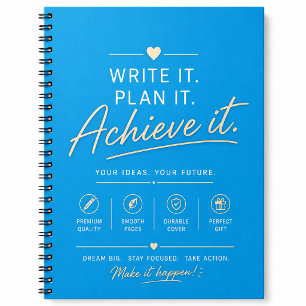 Bright Cyan Minimalist Productivity Notebook