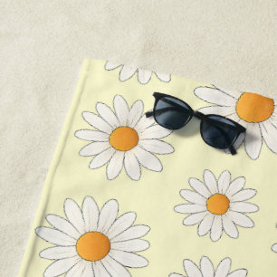 Bright Daisy Pattern – Floral Summer Accessory -  Beach Towel