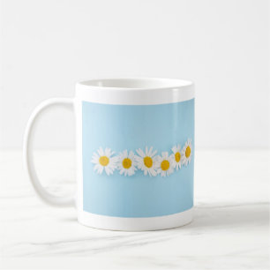 Bright Daisy Row on Sky Blue Mug