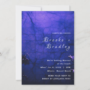 Bright & Dark Blue Gothic Wedding Invitation