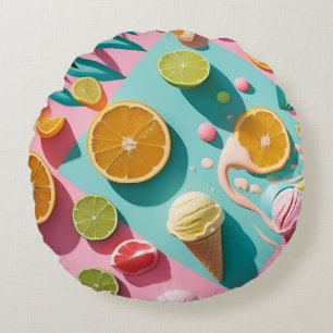 Bright Days, Bold Colours – Vibrant Summer Throw Round Pillow