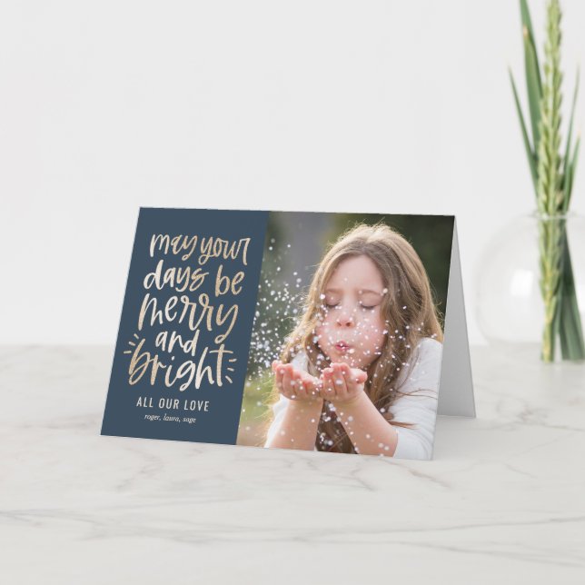 Bright Days EDITABLE COLOR Holiday Photo Card (Front)