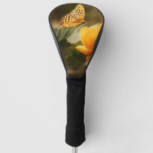 Bright Deep Yellow Flowers with Butterfly Golf Head Cover
