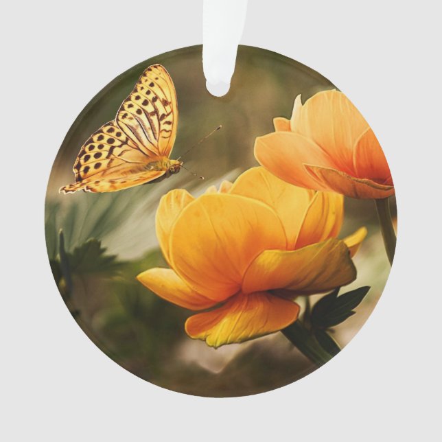 Bright Deep Yellow Flowers with Butterfly Ornament (Front)
