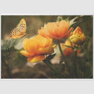 Bright Deep Yellow Flowers with Butterfly Tissue Paper