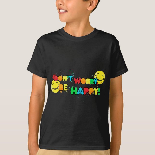 bright don't worry be happy face design T-Shirt (Front)