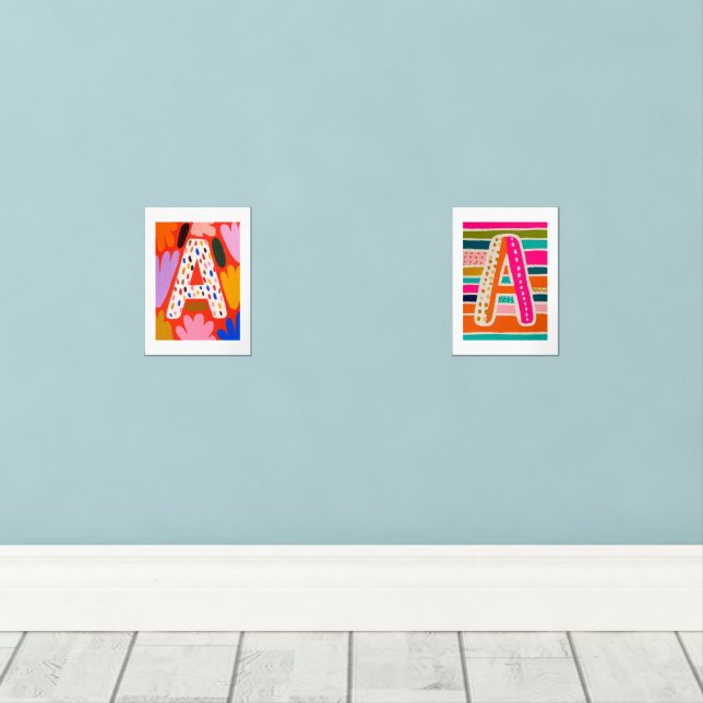 Bright Dopamine Decor Monogram Letter A (Wood Floor)