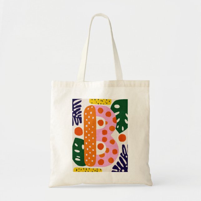 Bright Dopamine Decor Monogram Letter B Tote Bag (Front)
