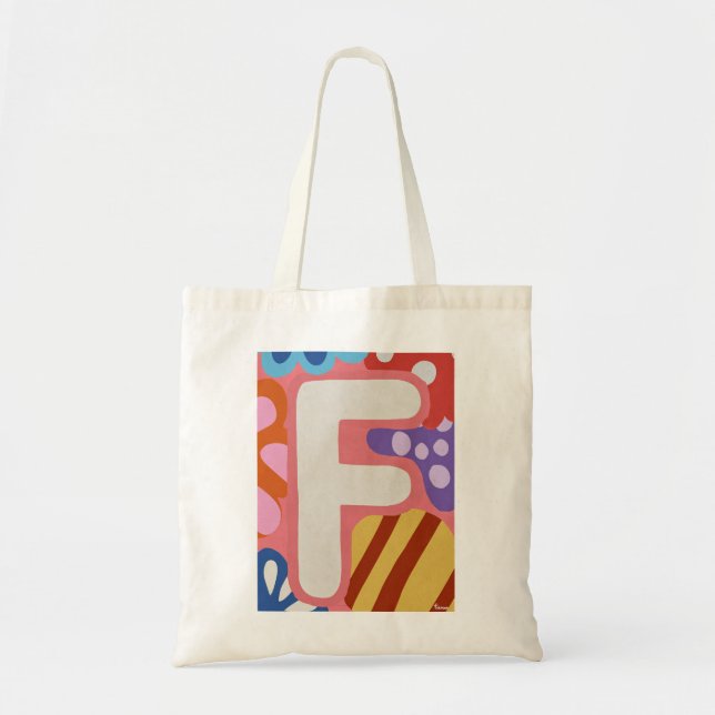 Bright Dopamine Decor Monogram Letter F Tote Bag (Front)